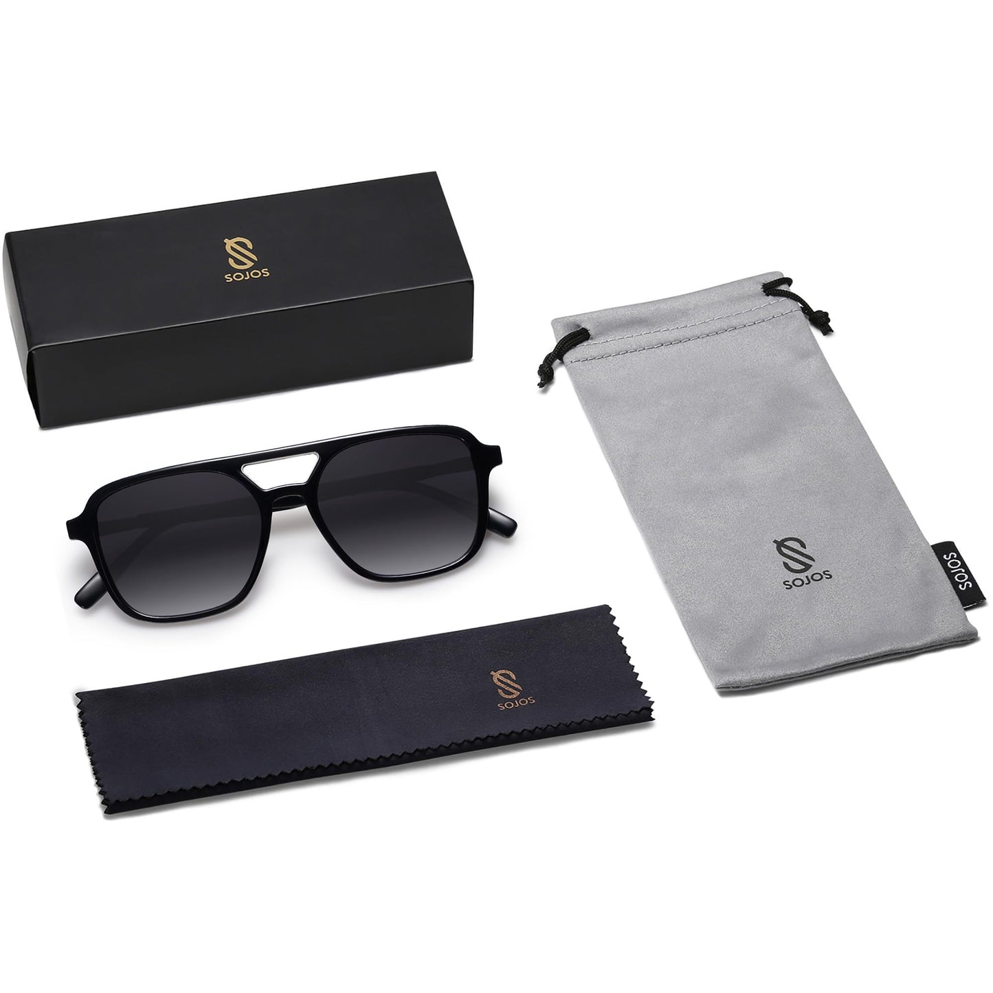 SOJOS Retro Aviator Sunglasses for Women Men,Trendy Rectangle Womens Mens Shades Sun Glasses SJ2202