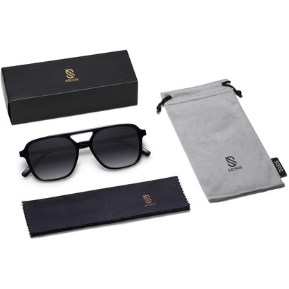 SOJOS Retro Aviator Sunglasses for Women Men,Trendy Rectangle Womens Mens Shades Sun Glasses SJ2202