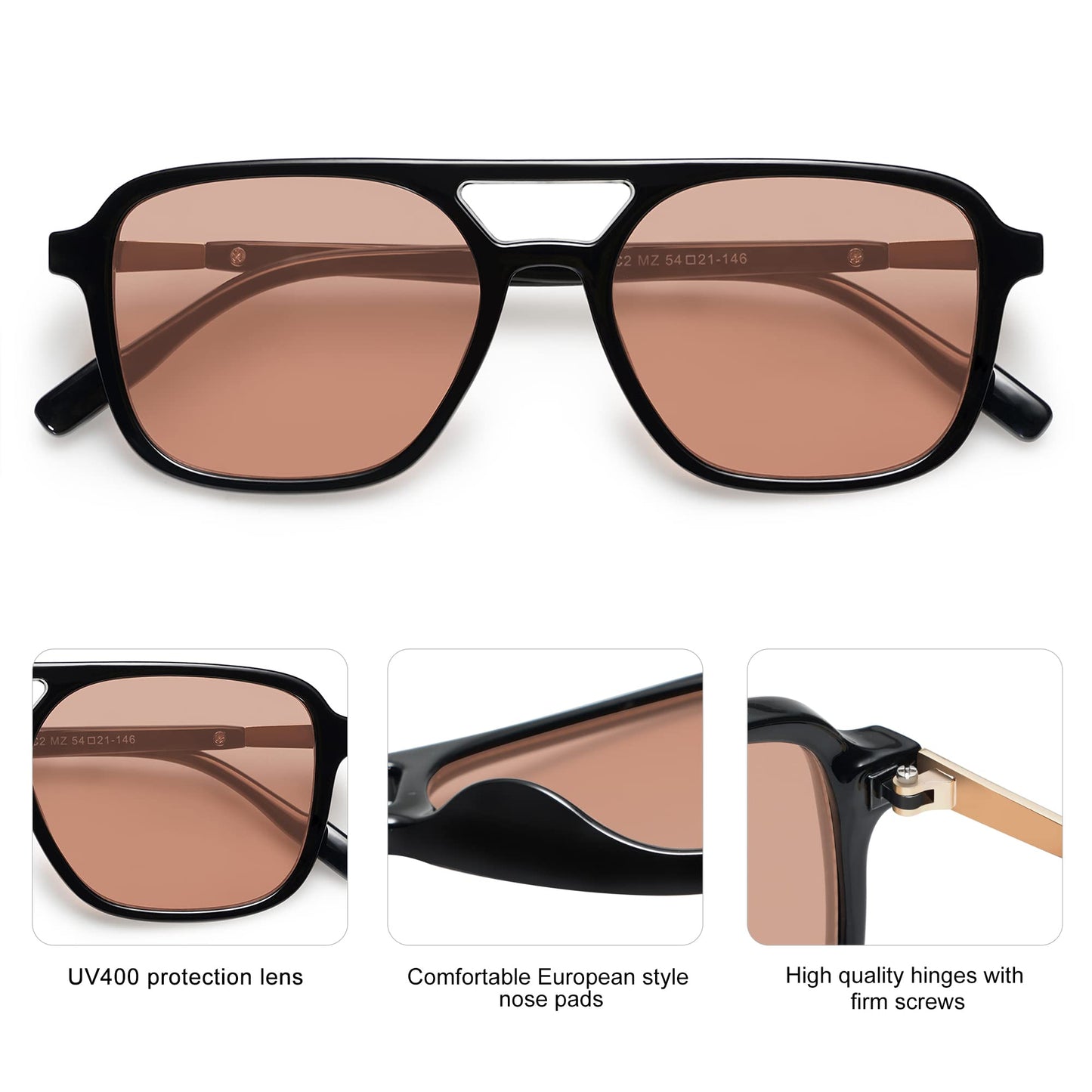 SOJOS Retro Aviator Sunglasses for Women Men,Trendy Rectangle Womens Mens Shades Sun Glasses SJ2202