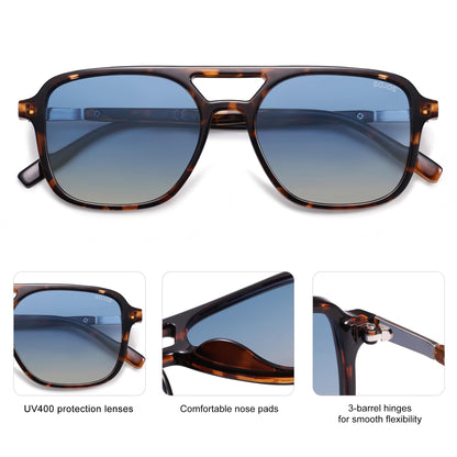 SOJOS Retro Aviator Sunglasses for Women Men,Trendy Rectangle Womens Mens Shades Sun Glasses SJ2202