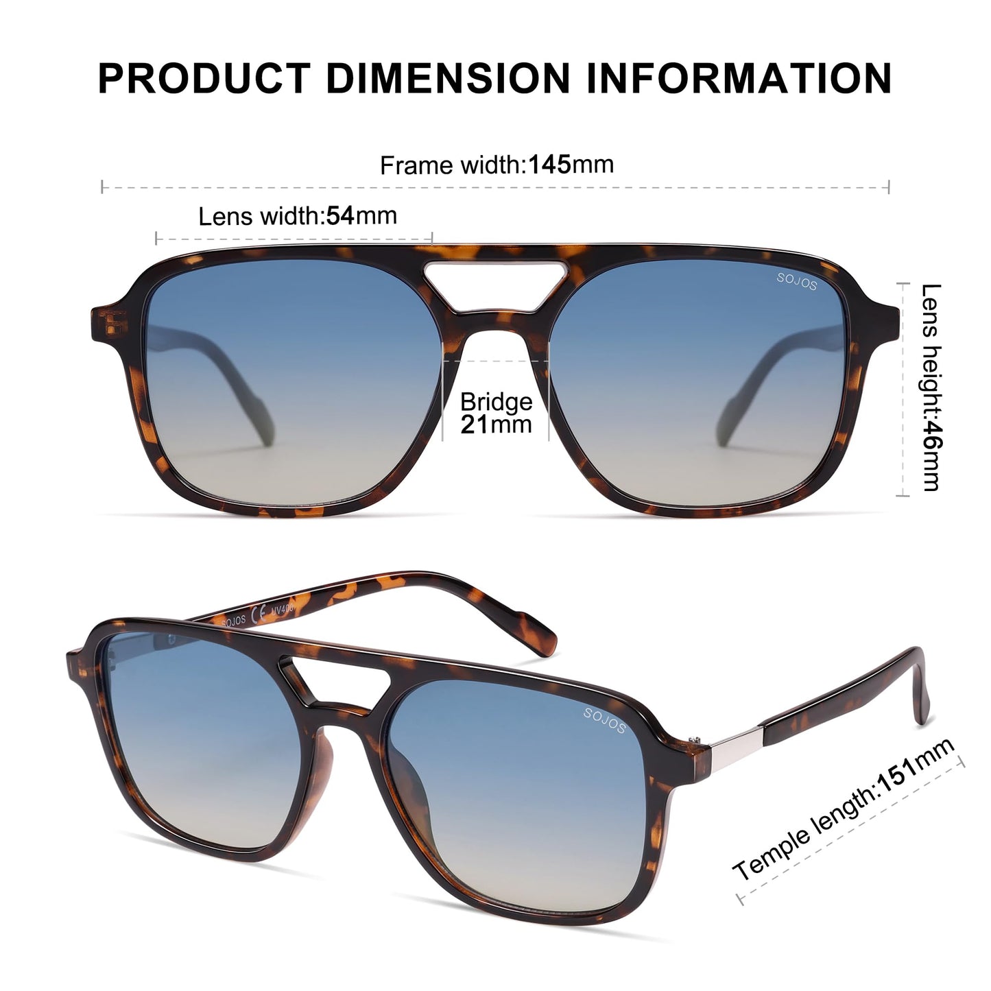 SOJOS Retro Aviator Sunglasses for Women Men,Trendy Rectangle Womens Mens Shades Sun Glasses SJ2202