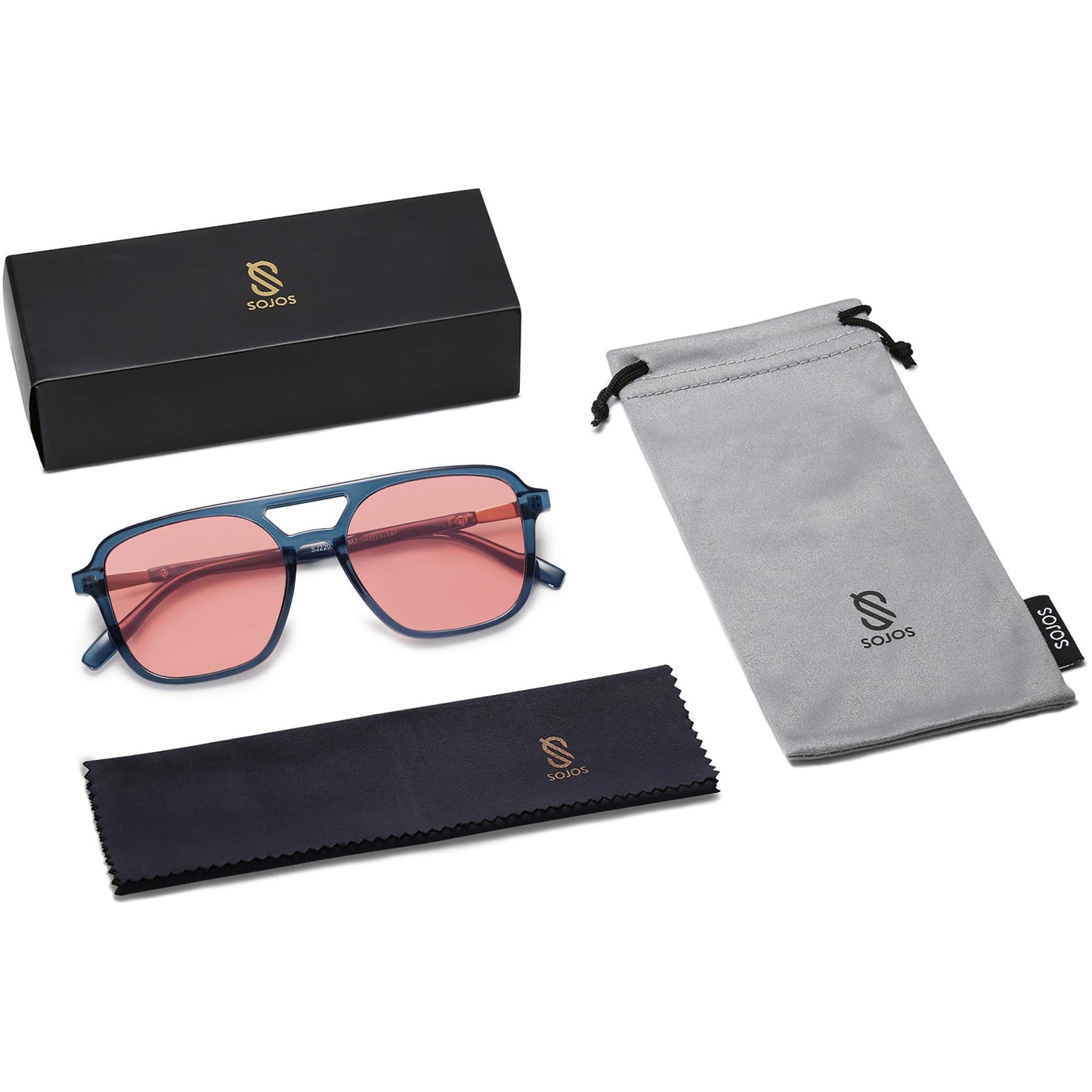 SOJOS Retro Aviator Sunglasses for Women Men,Trendy Rectangle Womens Mens Shades Sun Glasses SJ2202