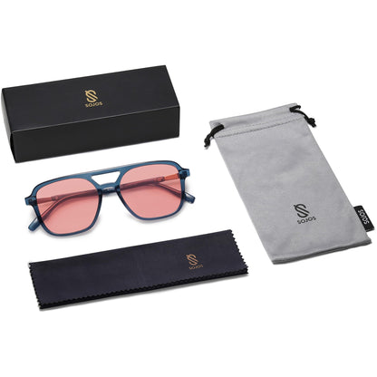 SOJOS Retro Aviator Sunglasses for Women Men,Trendy Rectangle Womens Mens Shades Sun Glasses SJ2202