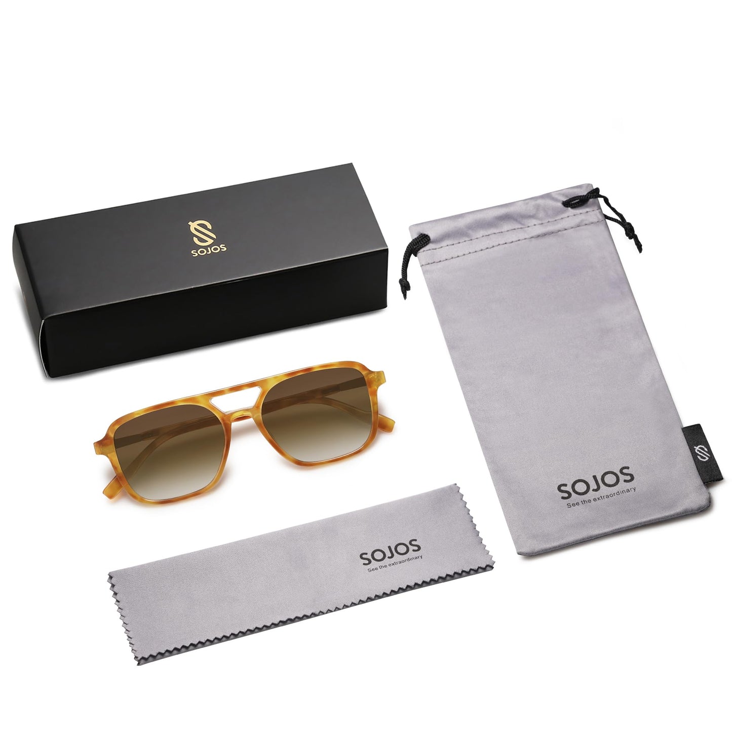 SOJOS Retro Aviator Sunglasses for Women Men,Trendy Rectangle Womens Mens Shades Sun Glasses SJ2202