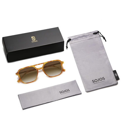 SOJOS Retro Aviator Sunglasses for Women Men,Trendy Rectangle Womens Mens Shades Sun Glasses SJ2202
