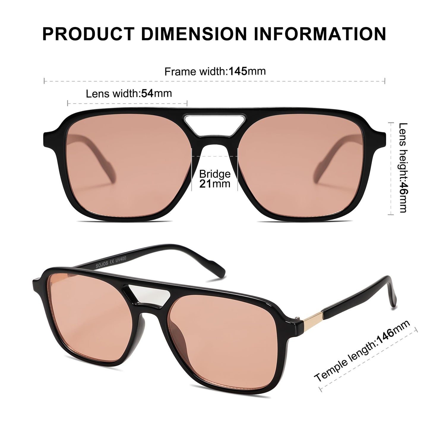 SOJOS Retro Aviator Sunglasses for Women Men,Trendy Rectangle Womens Mens Shades Sun Glasses SJ2202