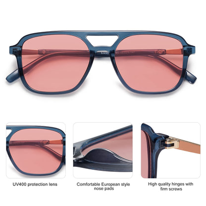 SOJOS Retro Aviator Sunglasses for Women Men,Trendy Rectangle Womens Mens Shades Sun Glasses SJ2202