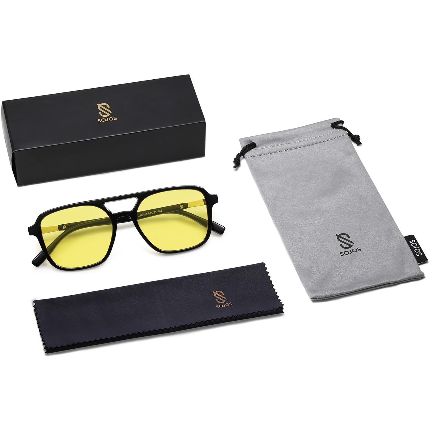 SOJOS Retro Aviator Sunglasses for Women Men,Trendy Rectangle Womens Mens Shades Sun Glasses SJ2202