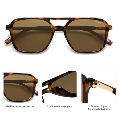 SOJOS Retro Aviator Sunglasses for Women Men,Trendy Rectangle Womens Mens Shades Sun Glasses SJ2202