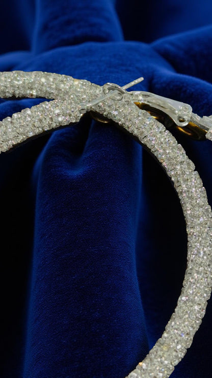 Sparkle Resin Rhinestone Wrapped Hoop Dangle Earrings, Bohemian Style