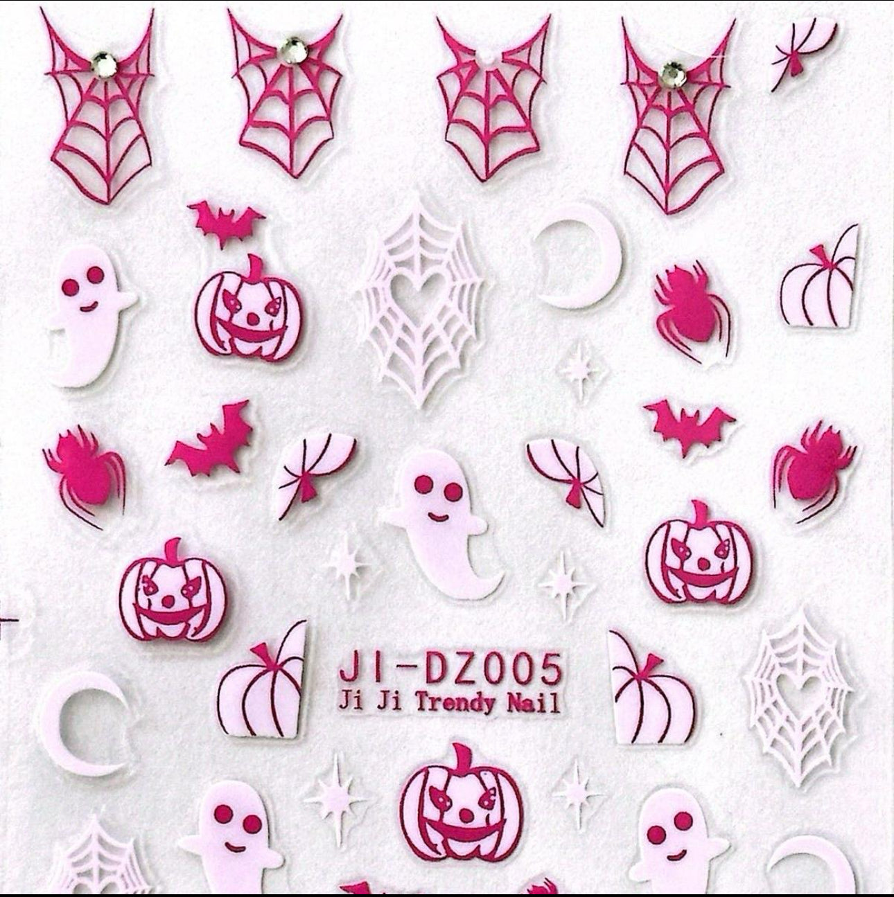 Halloween Nail Stickers - Spider Webs, Ghosts and Skull Themed - Pack of 5 with Decal Album