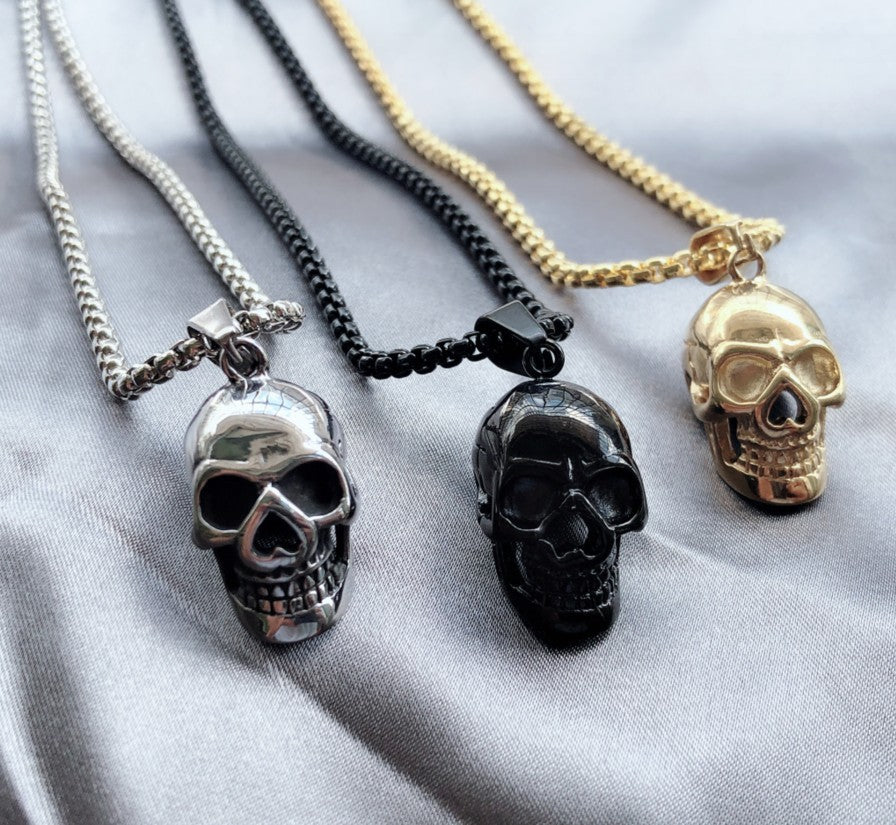 Halloween-Goth Style-Skull Necklace-Unisex Fashion Titanium Steel Accessory
