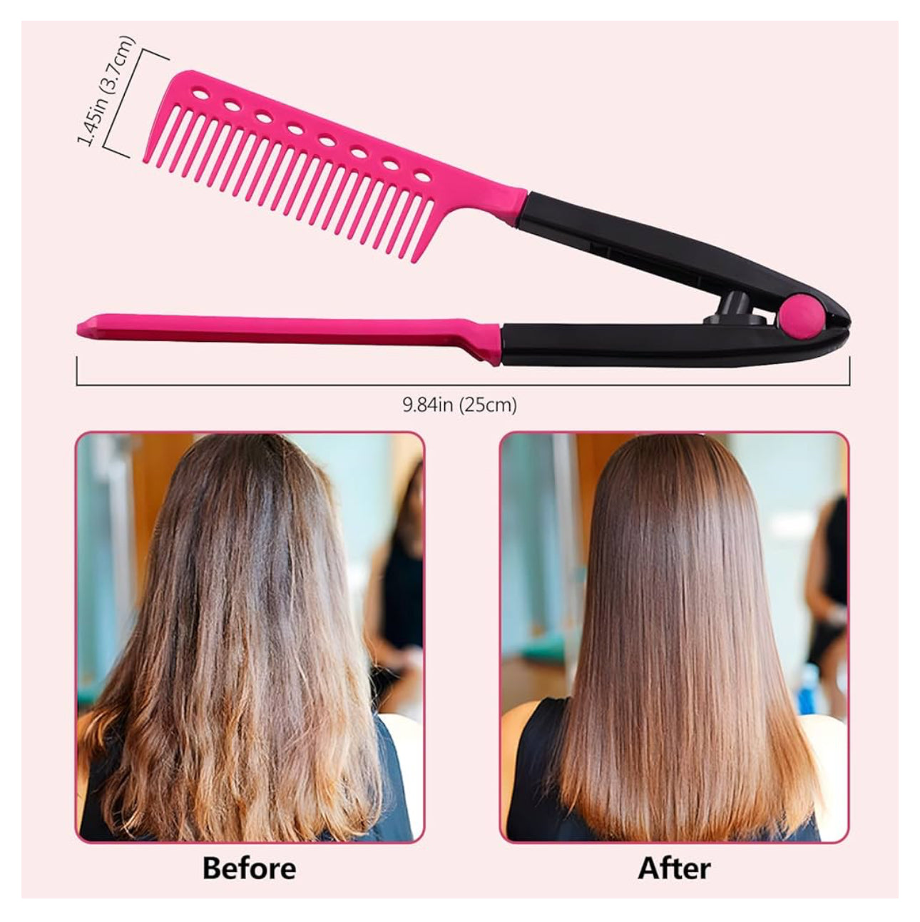V-Clip Flat Ironing Assisting Hair Straightening Comb (2-Pack)