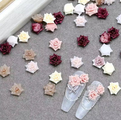 100 pcs 3d Rose Resin Nail Art Charms