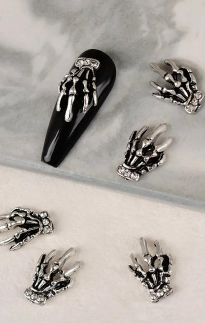 12 Piece Pack Halloween Nail Art Charms - Skeleton Hands, Rabbits, Spiders