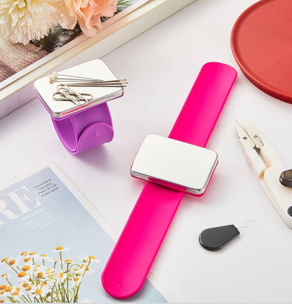 8 Pcs Hair Styling Tools Set Magnetic Gel & Silicone Wristband for Stylists, Braiders and Crafters—Wrist Strap, 1 Rat Tail Comb and 6 Plastic Clips