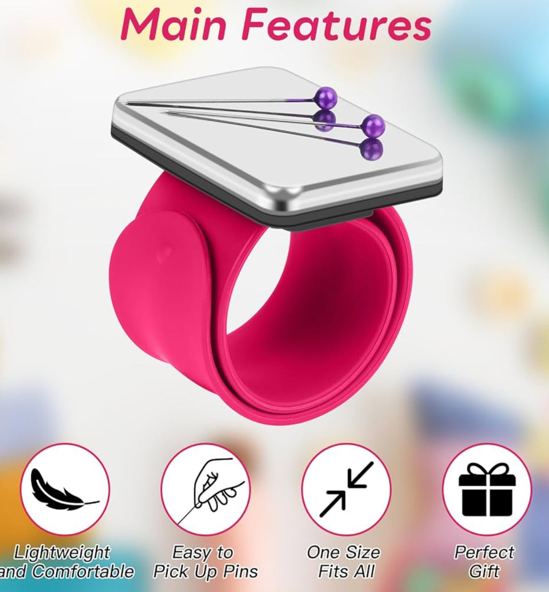 8 Pcs Hair Styling Tools Set Magnetic Gel & Silicone Wristband for Stylists, Braiders and Crafters—Wrist Strap, 1 Rat Tail Comb and 6 Plastic Clips