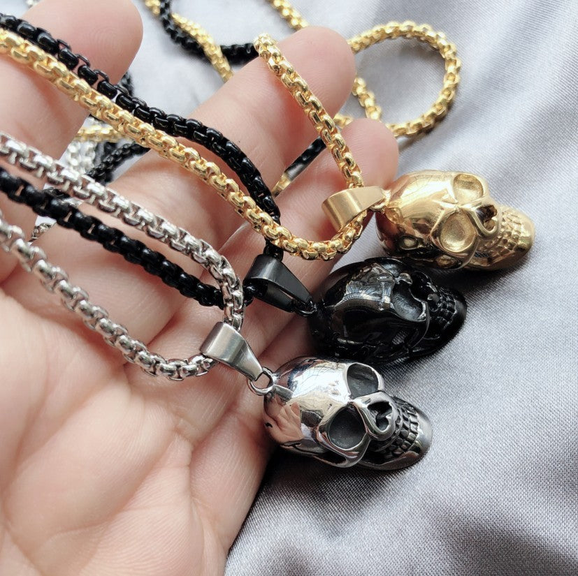 Halloween-Goth Style-Skull Necklace-Unisex Fashion Titanium Steel Accessory