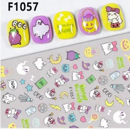 Fun Cute Halloween Nail Stickers - Pack of 5 with included Storage Album
