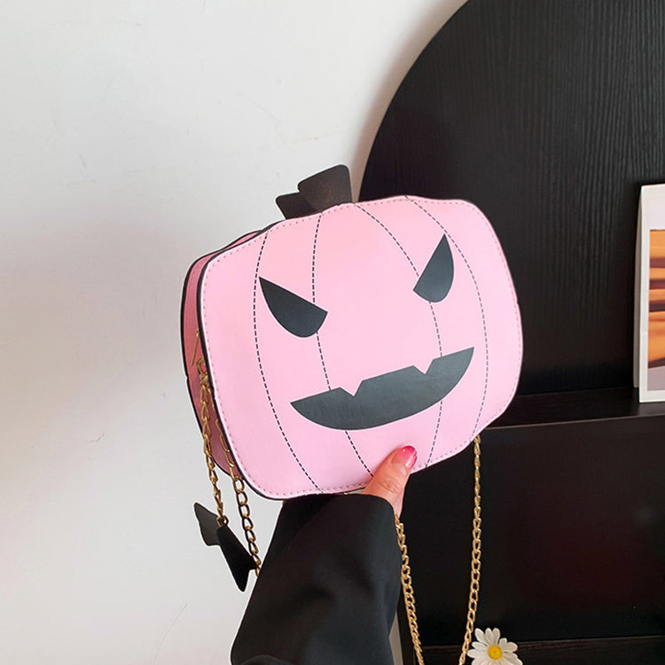 Halloween Cartoon Pumpkin Shoulder Bag For Personality Funny Creative Chain Crossbody Bags Men, Women, Girls