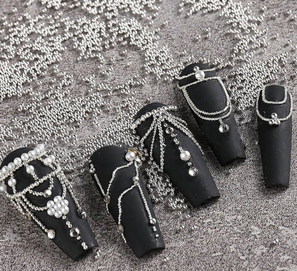 3pc Gold Silver & Colorful 0.4mm Metallic Caviar Nail Beads – 3 Jars for 3D Nail Art, DIY Nail Design, Nail Accessories