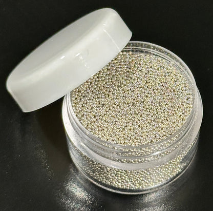 3pc Gold Silver & Colorful 0.4mm Metallic Caviar Nail Beads – 3 Jars for 3D Nail Art, DIY Nail Design, Nail Accessories