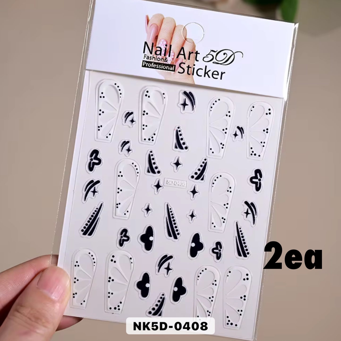 12pk-Pink Black & White Hollow Butterfly Wings Nail Art Stickers – 3D Elegant Butterfly Decals for DIY Nails