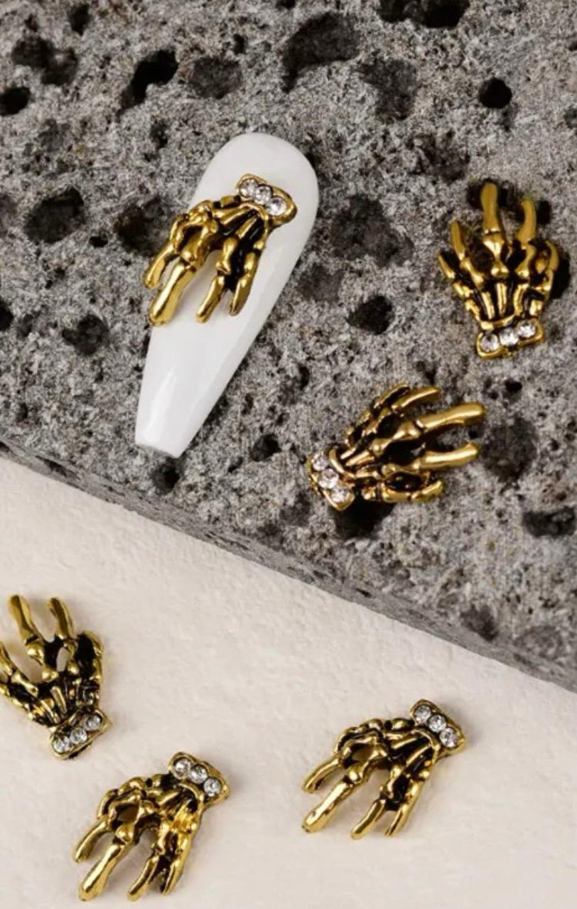 12 Piece Pack Halloween Nail Art Charms - Skeleton Hands, Rabbits, Spiders