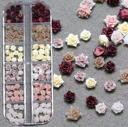 100 pcs 3d Rose Resin Nail Art Charms
