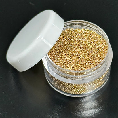 3pc Gold Silver & Colorful 0.4mm Metallic Caviar Nail Beads – 3 Jars for 3D Nail Art, DIY Nail Design, Nail Accessories