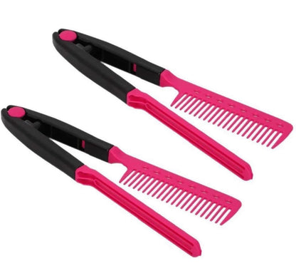 V-Clip Flat Ironing Assisting Hair Straightening Comb (2-Pack)
