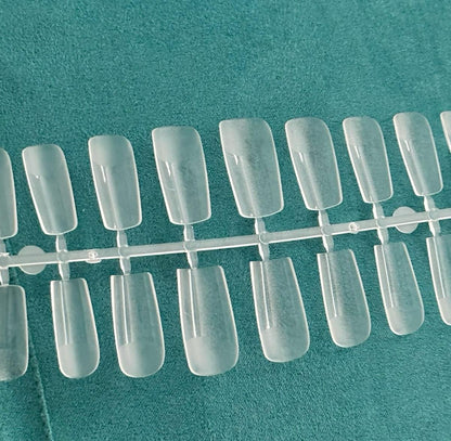 240pc Short Square Pre-Etched Full Cover Frosted Soft Gel Nail Tips - Long-lasting Manicure