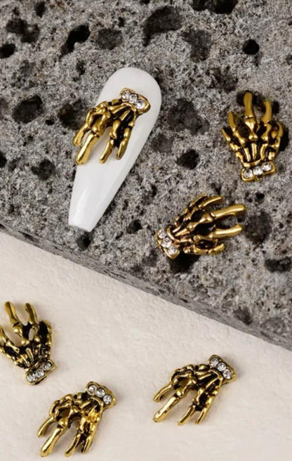 12 Piece Pack Halloween Nail Art Charms - Skeleton Hands, Rabbits, Spiders