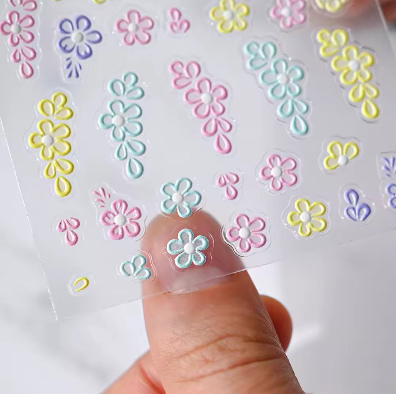 6PK 5D Embossed Flowers Nail Art Stickers Petals Decals Spring Summer Nail Decor