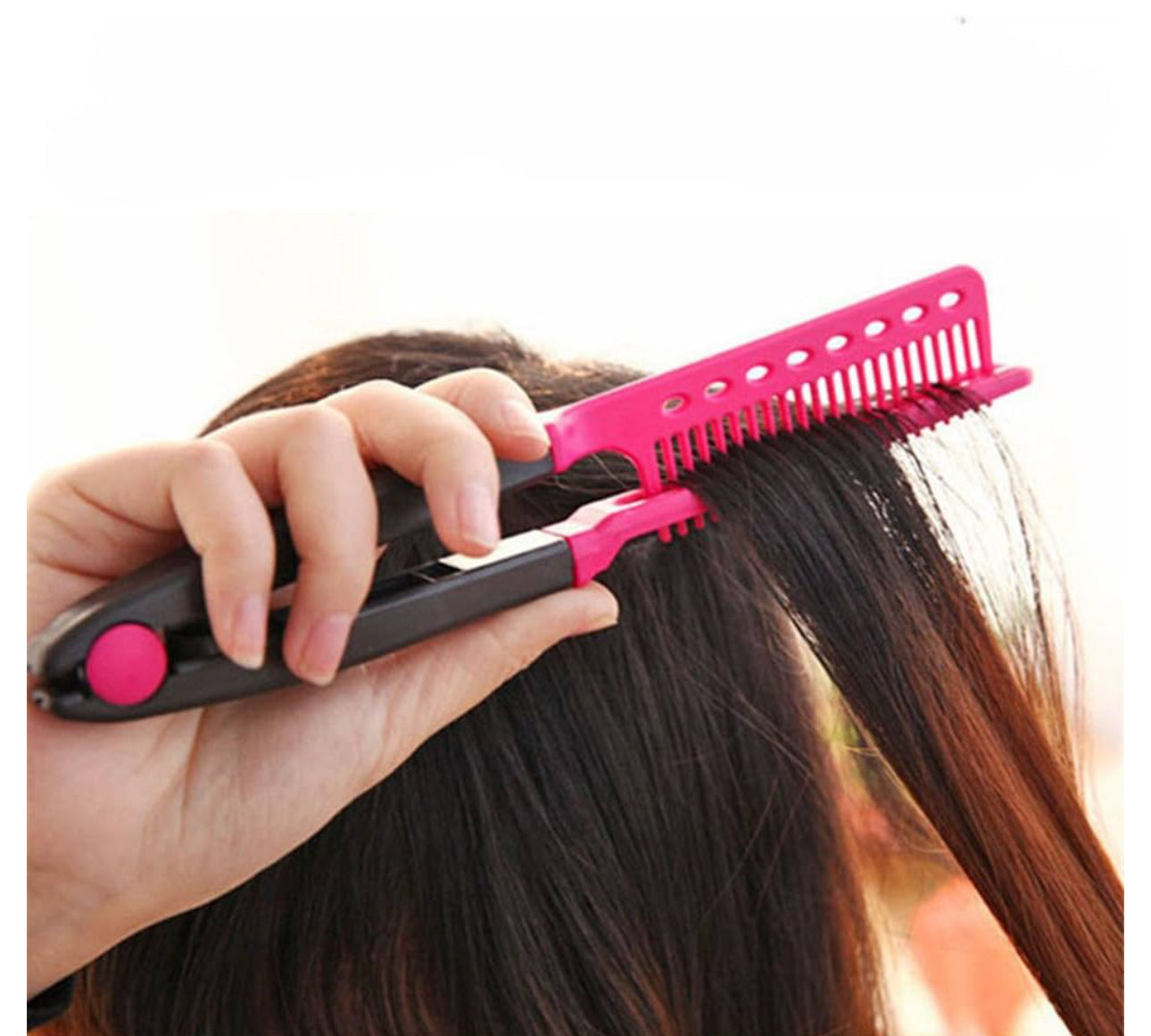 V-Clip Flat Ironing Assisting Hair Straightening Comb (2-Pack)