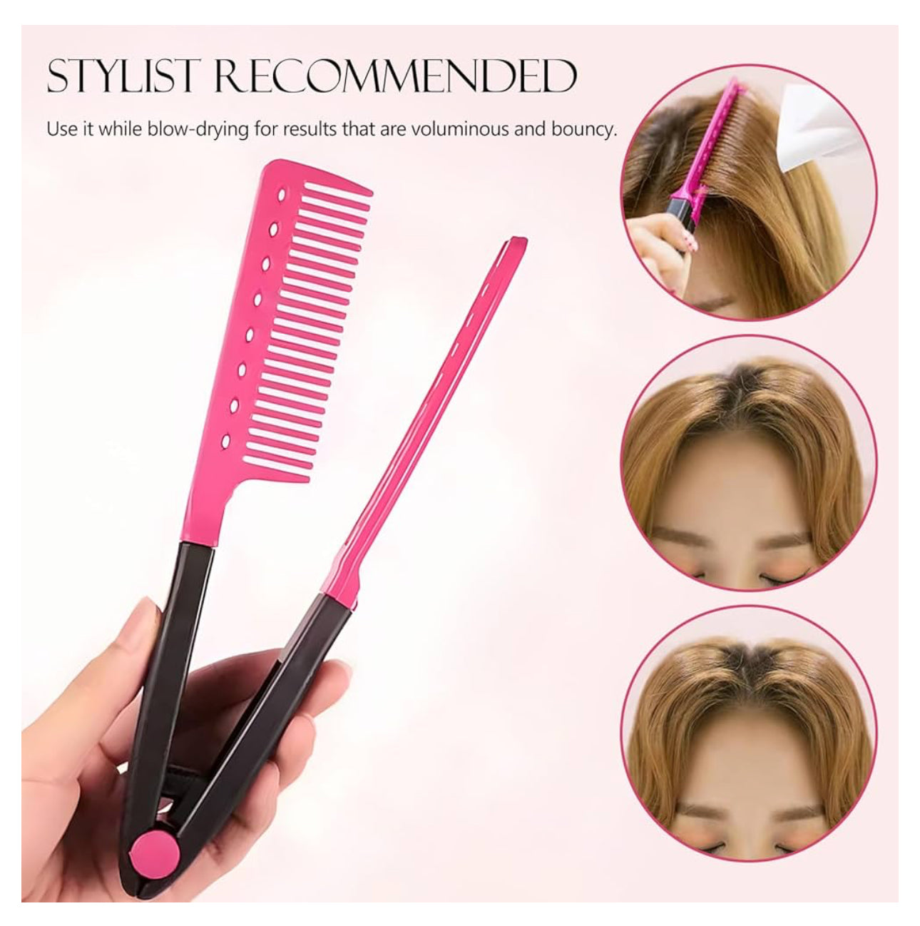 V-Clip Flat Ironing Assisting Hair Straightening Comb (2-Pack)