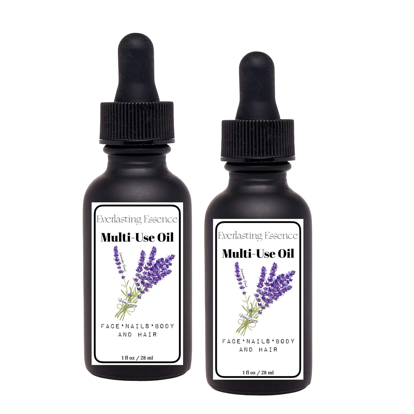 Everlasting Essence Multi-Use Oil, Lavender Essential Oil Blend for Face, Nails, Body and Hair, 2ea -1 fl oz Bottles