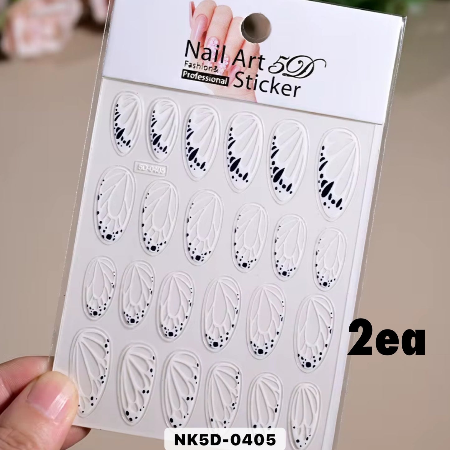 12pk-Pink Black & White Hollow Butterfly Wings Nail Art Stickers – 3D Elegant Butterfly Decals for DIY Nails