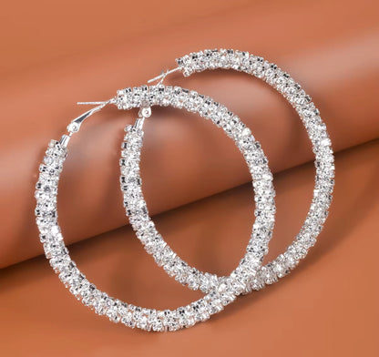 Sparkle Resin Rhinestone Wrapped Hoop Dangle Earrings, Bohemian Style