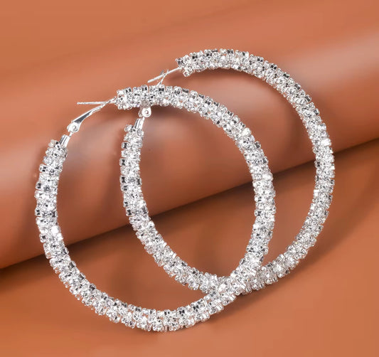 Sparkle Resin Rhinestone Wrapped Hoop Dangle Earrings, Bohemian Style