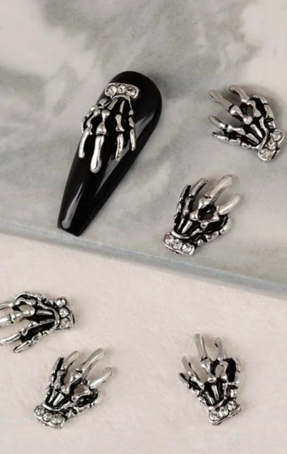 12 Piece Pack Halloween Nail Art Charms - Skeleton Hands, Rabbits, Spiders