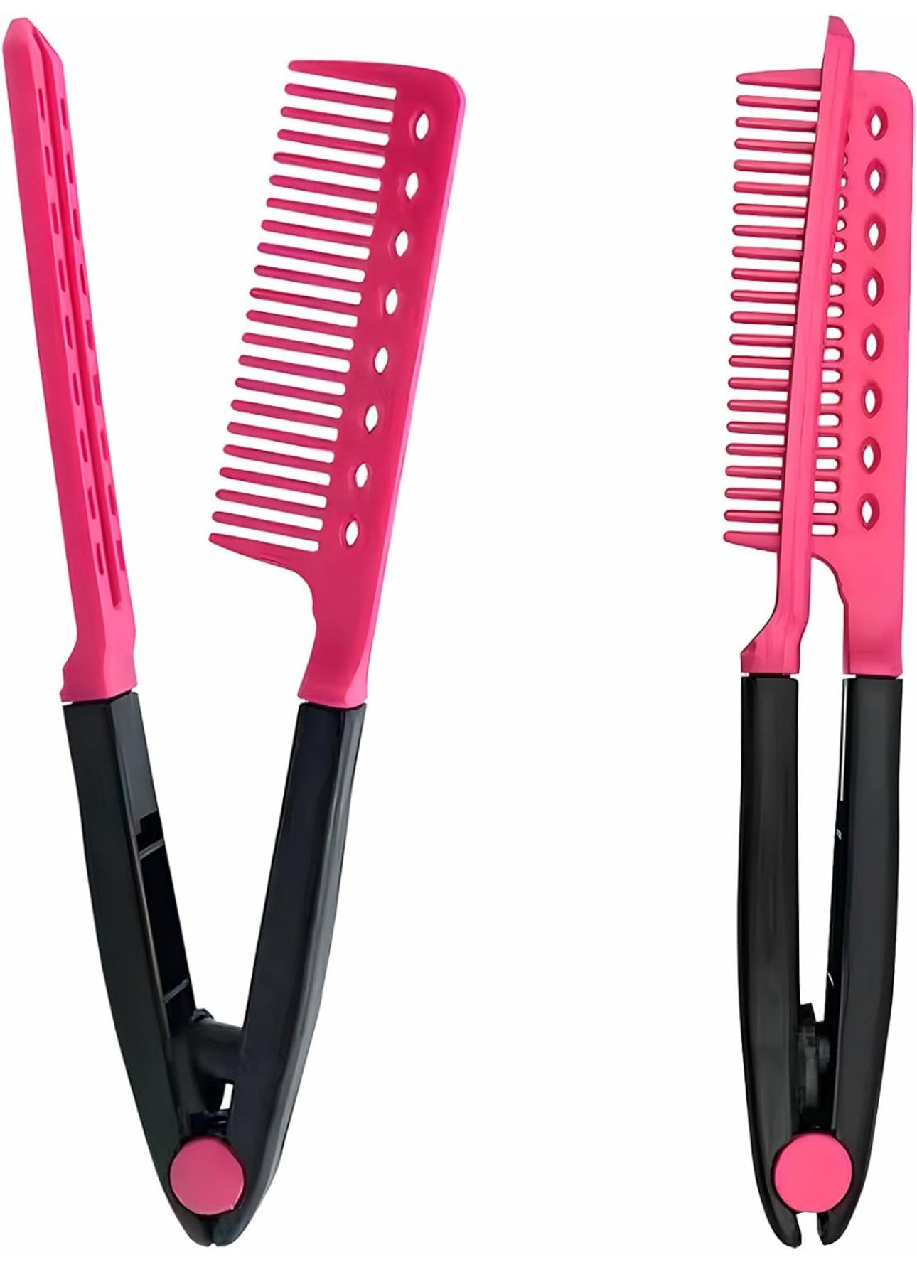 V-Clip Flat Ironing Assisting Hair Straightening Comb (2-Pack)
