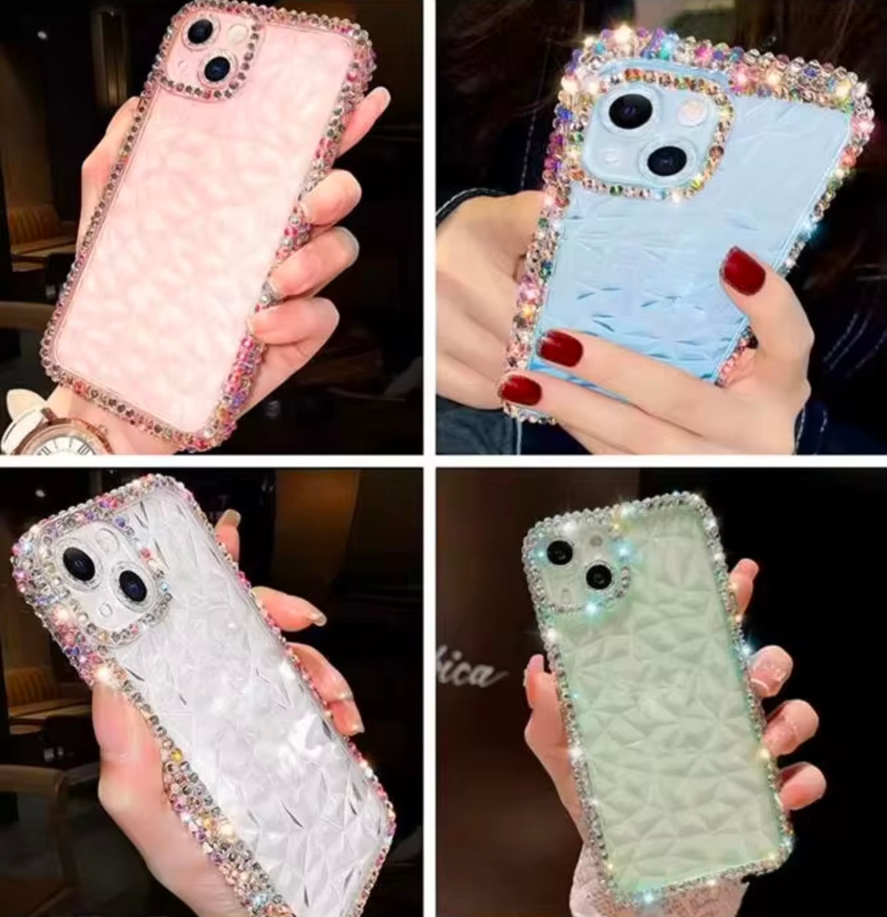 Luxury Bling Rhinestone Case for iPhone Series: 14, 12, 11 Pro Max, X, XS, XR, 7, 8 Plus