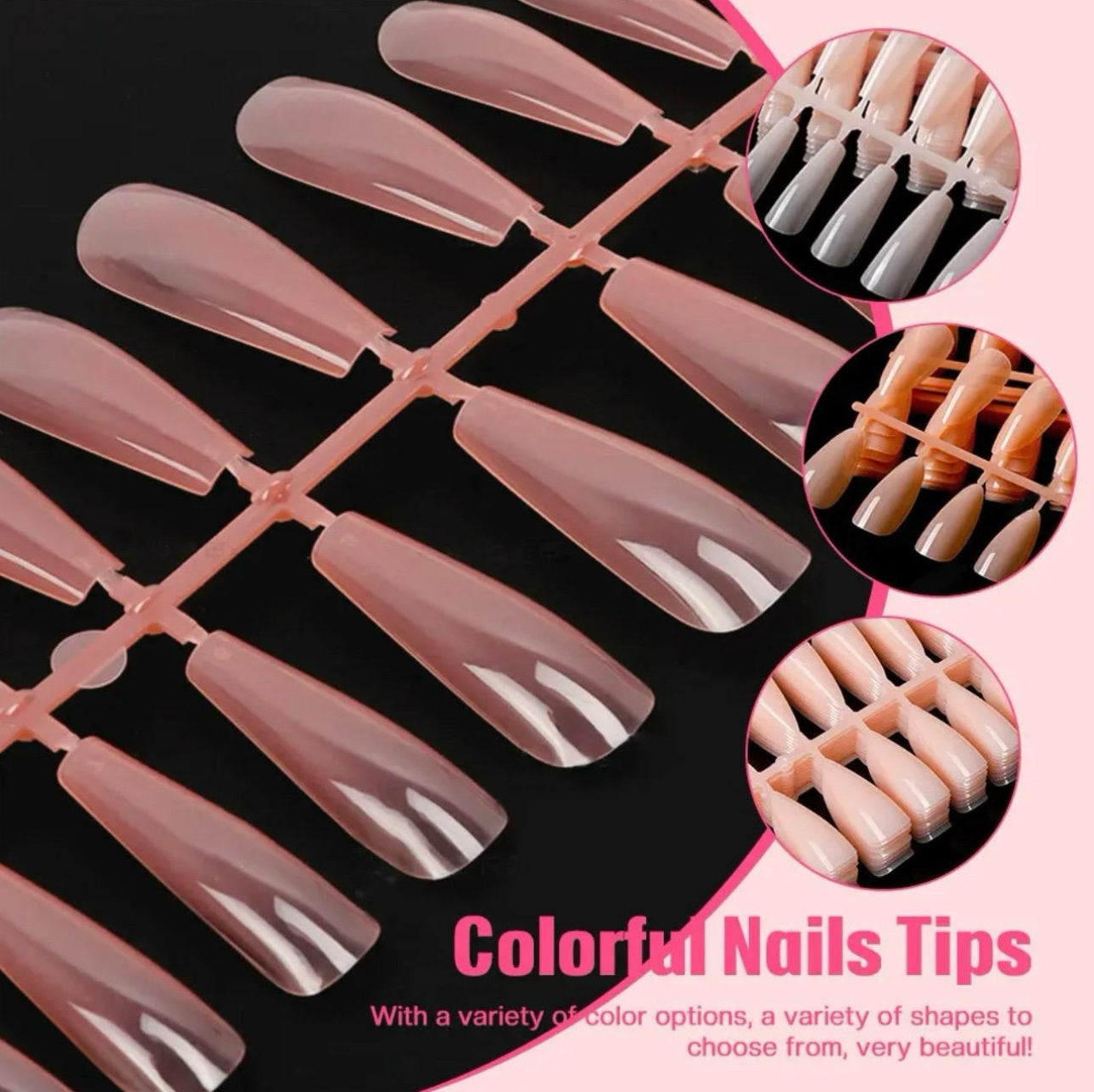 240pcs Pre-Colored Deep Pink Nude Coffin Soft Gel Nail Tips