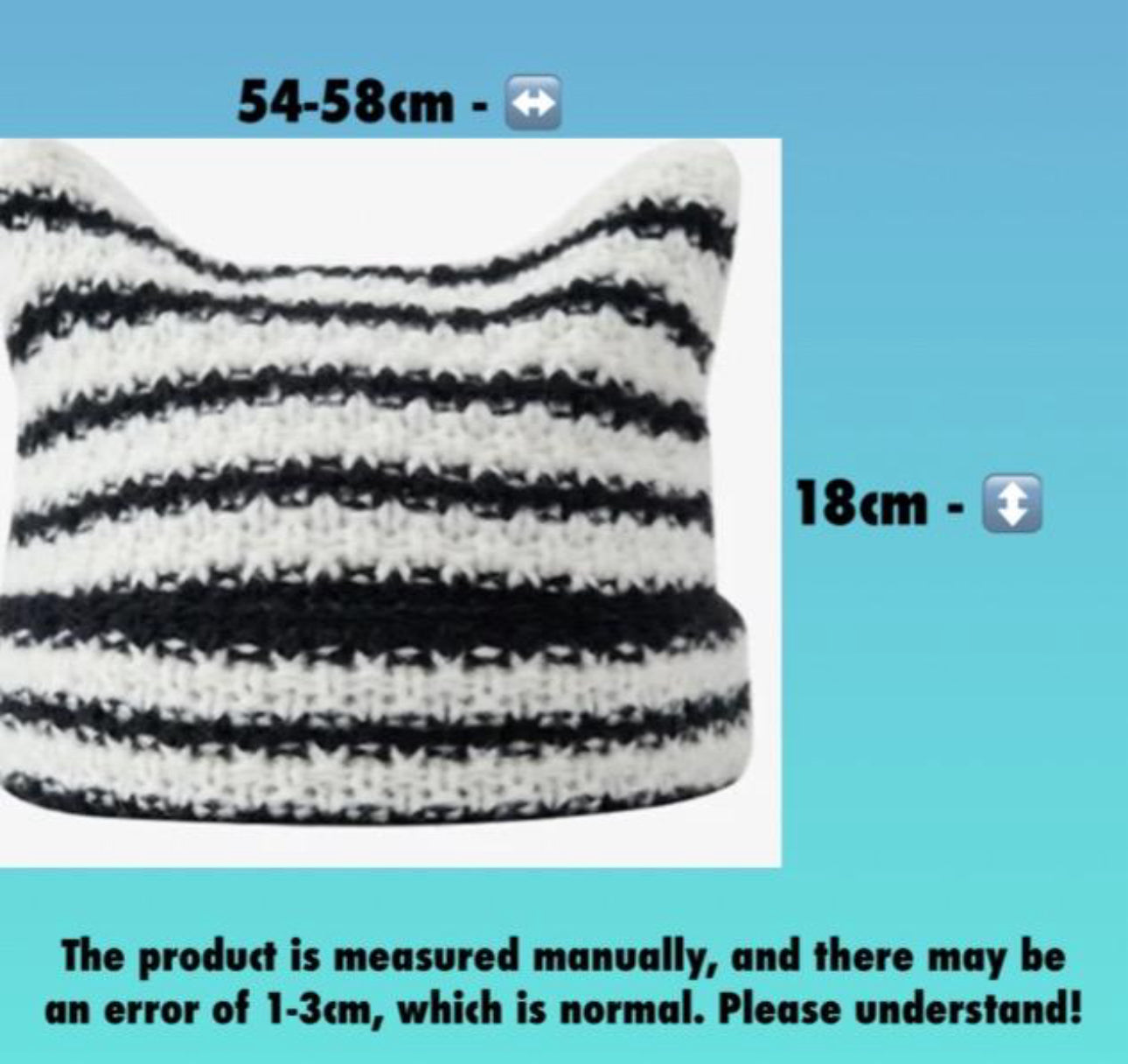 Cute Cat Ear Woolen Crochet Striped Warm Knit Hat Pullover Beanie Caps