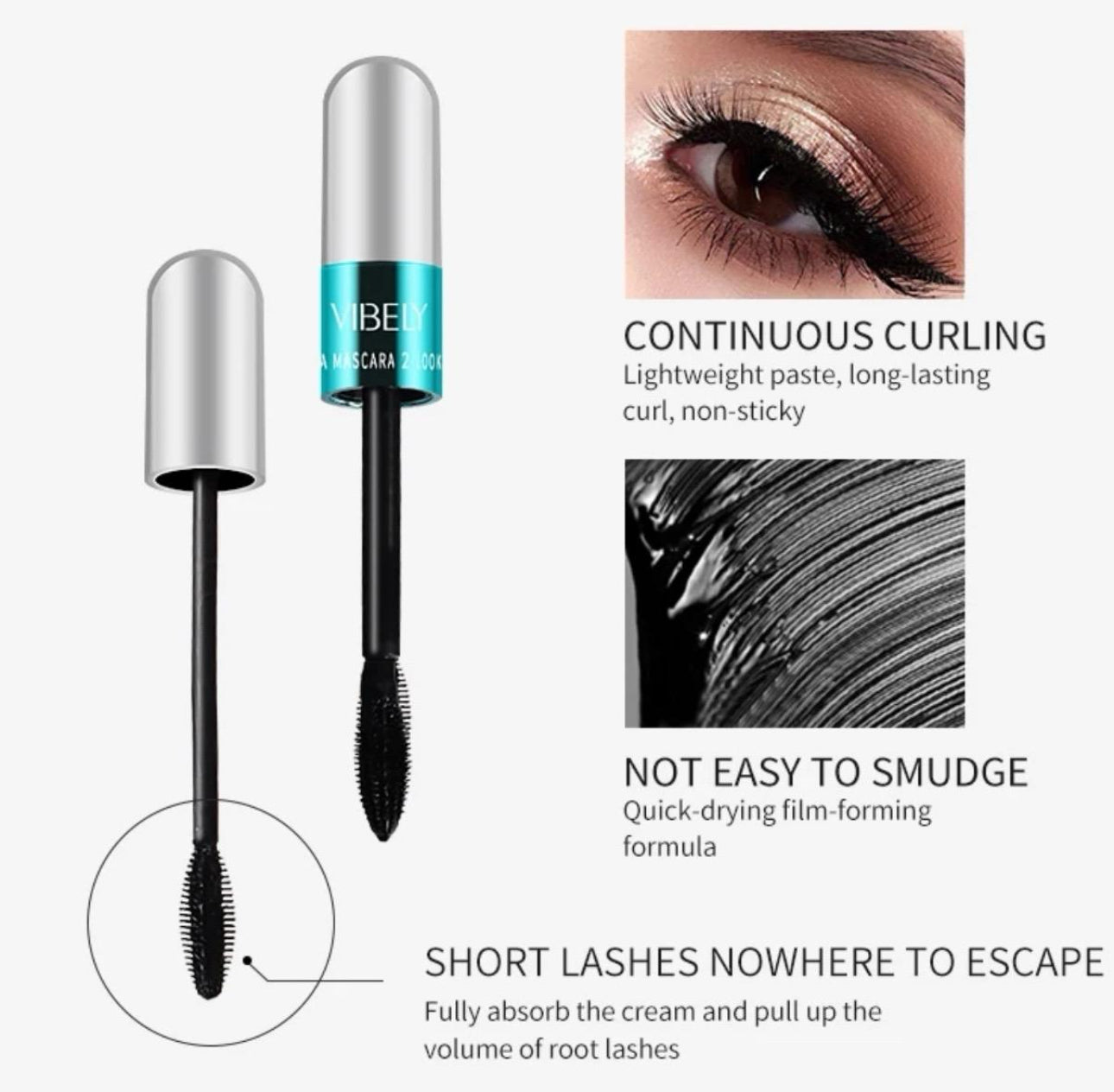 Vibely 2-in-1 Thick Curling 4D Double-Head Mascara