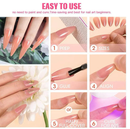 240pcs Pre-Colored Deep Pink Nude Coffin Soft Gel Nail Tips