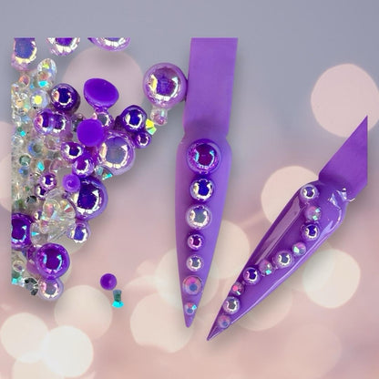 3PK Pearlescent Rhinestone Mix (White, Pink, Purple)