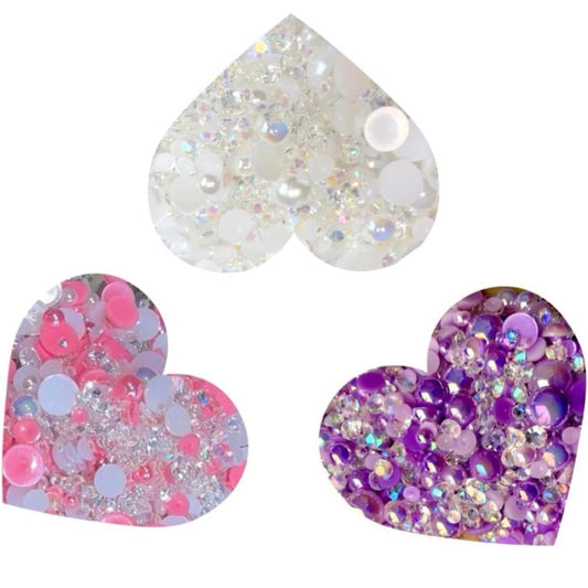 3PK Pearlescent Rhinestone Mix (White, Pink, Purple)