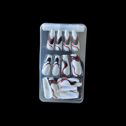 Press On Nails “Crimson Swirls on Snow”